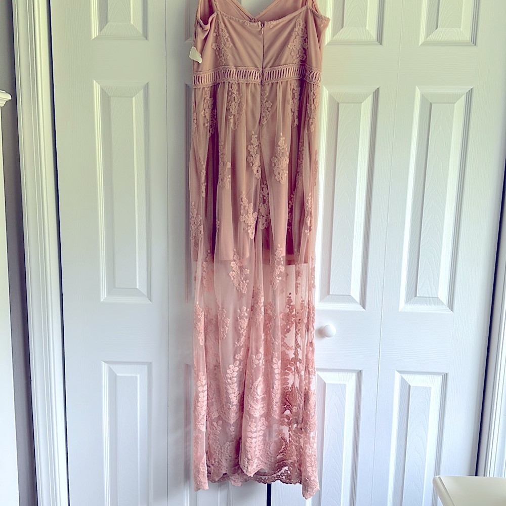 Full length lace overlay dress